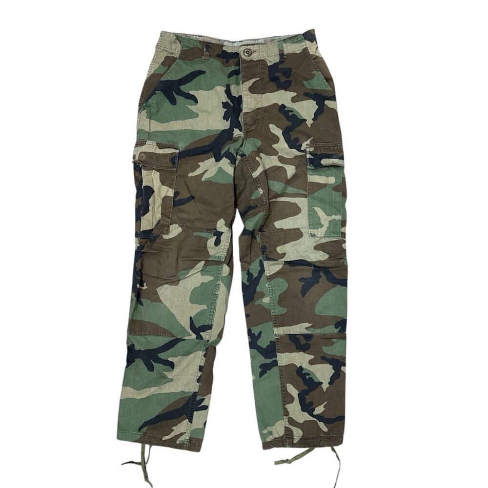 VTG US Military Trousers Sm Short Woodland Camo Cargo Pants BDU USGI Combat 80s